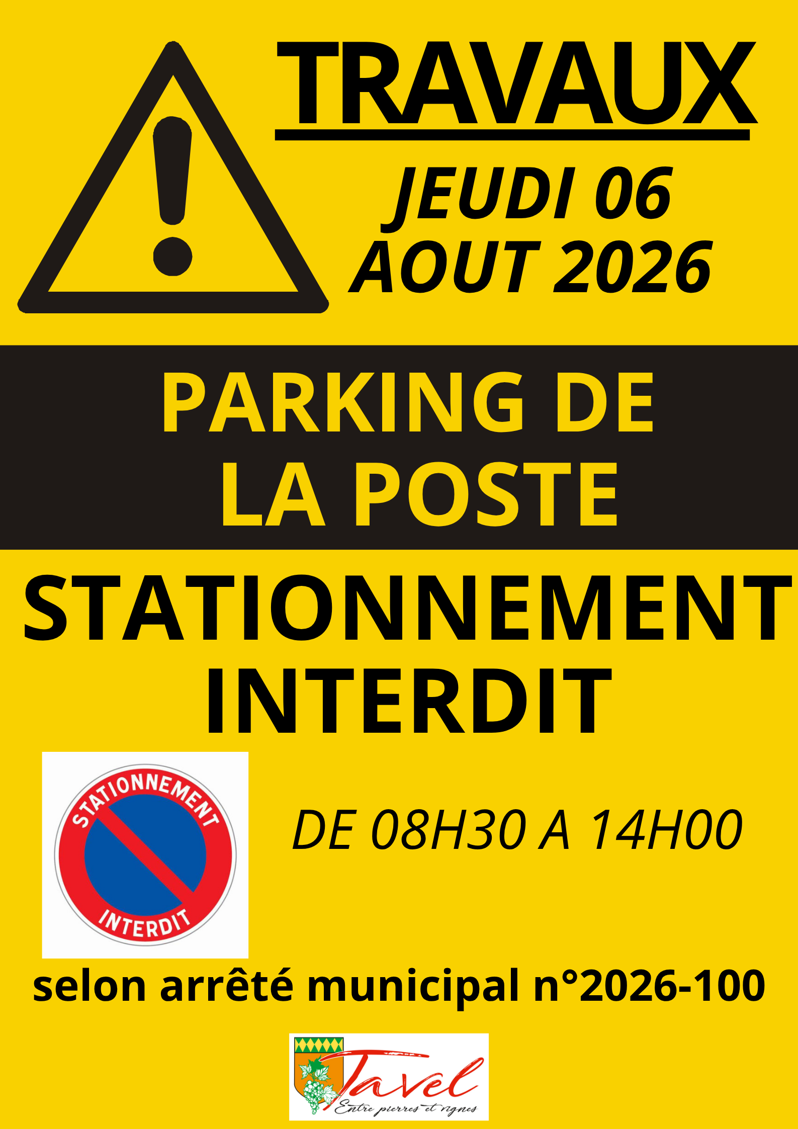 AFFICHE TRAVAUX LA POSTE 6 AOUT