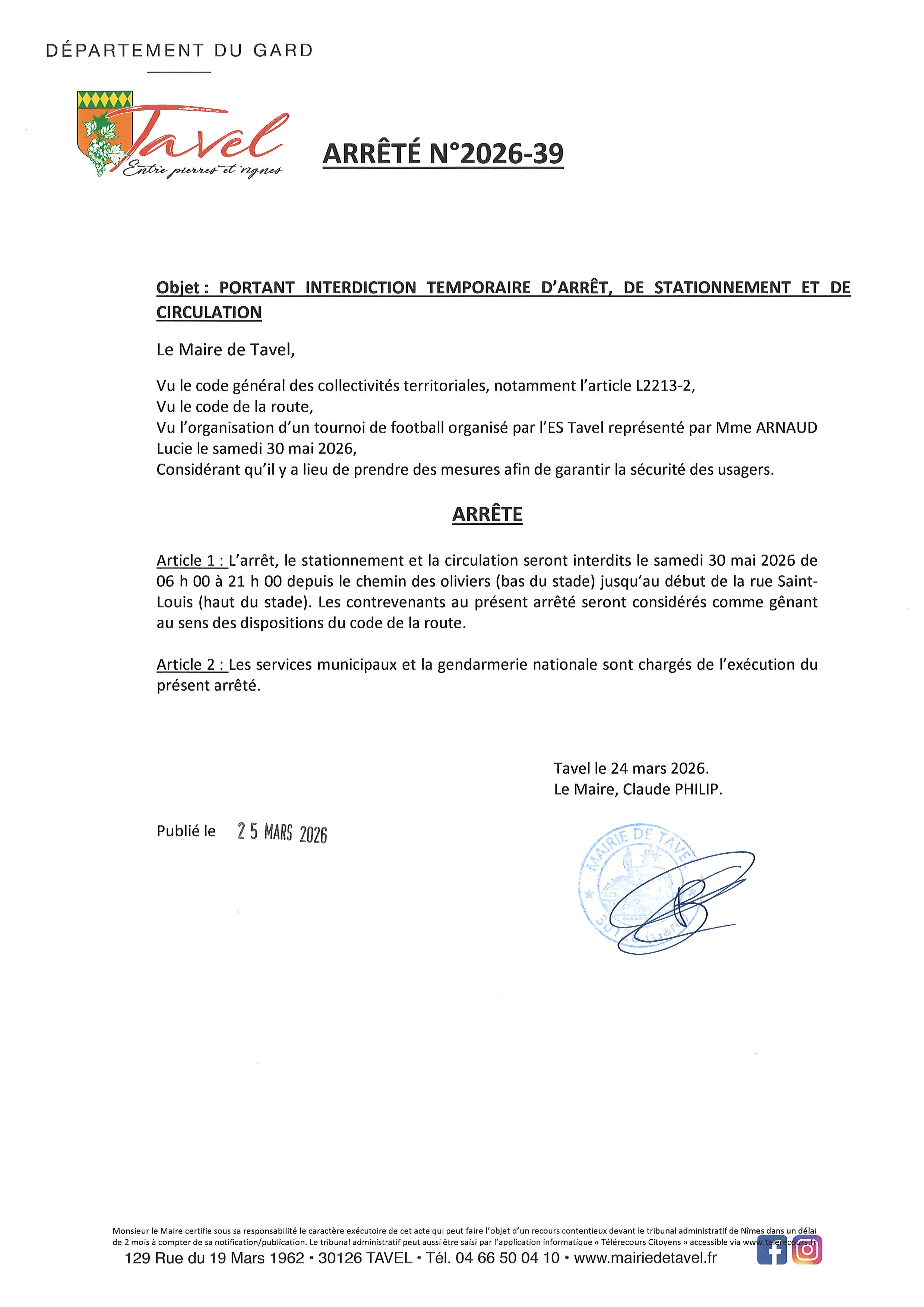 ARRETE 2026 39