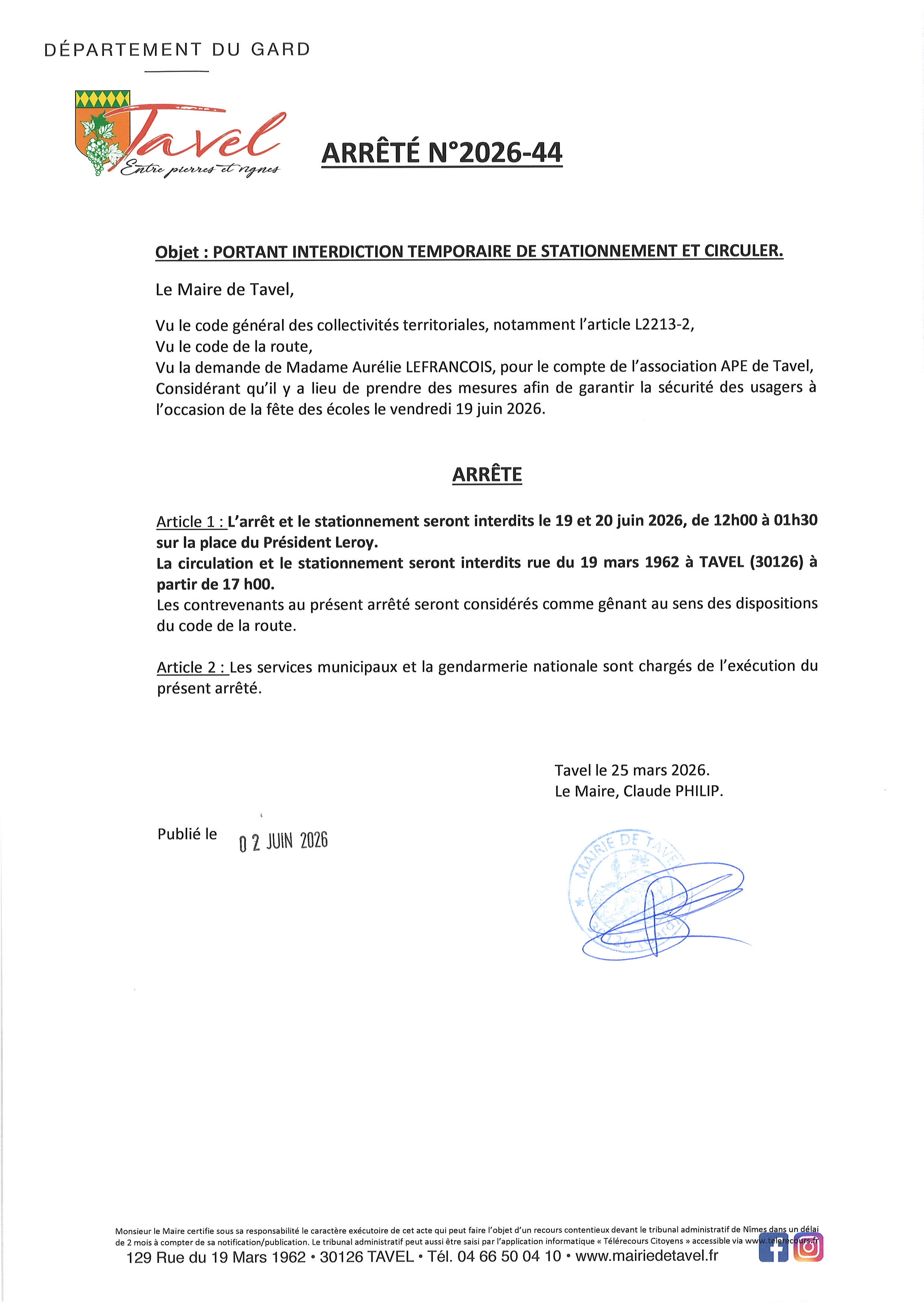 ARRETE 2026 44 FETE DES ECOLES