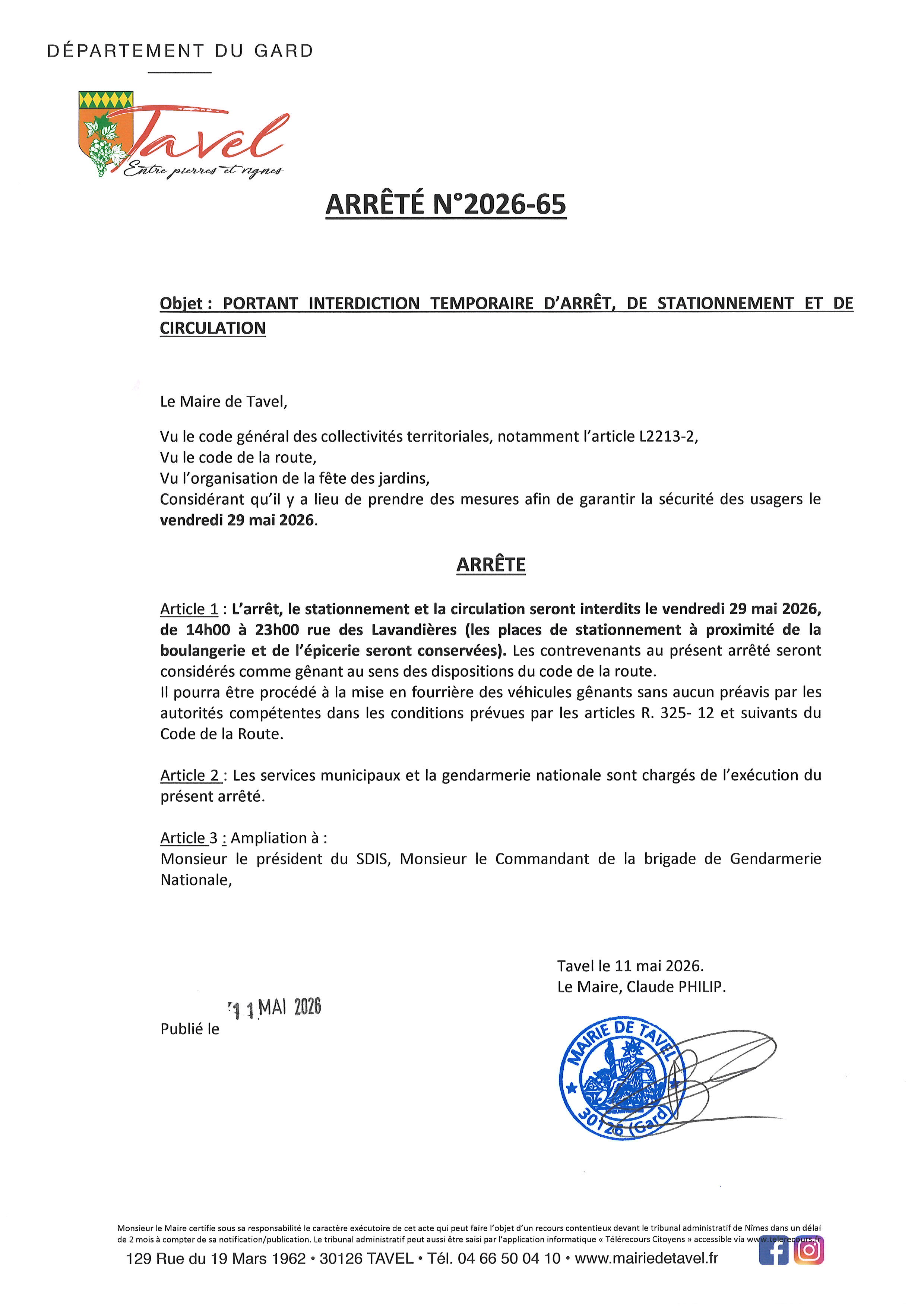 ARRETE 2026 65 FETE DES JARDINS